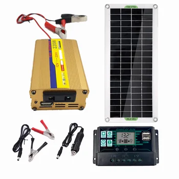 Portátil USB 100W do Poder do Painel Solar, Sistema de Carregador de Bateria, Inversor Kit Solar Controlador de 1,5 A para o Carro Camping Caminhadas de Energia