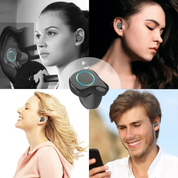 R6 TWS Controle de Toque Fone de ouvido Bluetooth sem Fio Bluetooth Fones de ouvido Fone de ouvido com Microfone DIODO emissor de luz para Xiaomi Samsung iphone