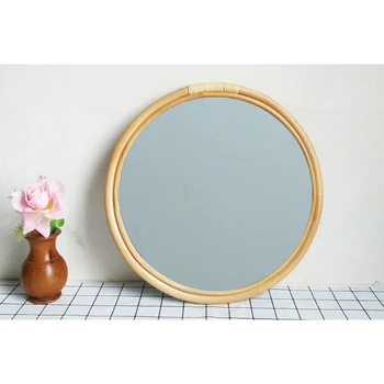 Rattan Círculo Espelho de Parede de 16 Polegadas Rodada de Vestir Espelho de Maquilhagem para Entradas casas de banho