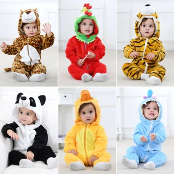 Romper Do Bebê Meninas Meninos Traje Animal Macacão De Inverno Quente Criança Animal Pijama Bonito Macacão De Romper Roupas De Crianças Pijamas