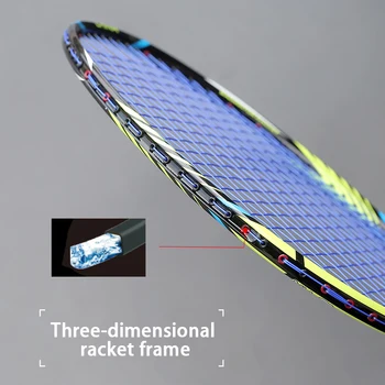 T700 de Fibra de Carbono, Raquetes de Badminton Enfiadas Profissional de pouco Peso 7U 67G de Formação de Raquete, Com Sacos de Esportes de Velocidade Adulto