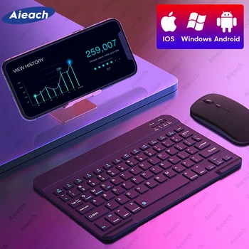 Teclado e Mouse Para o Telefone Smartphone iOS, Android, Windows sem Fios Bluetooth compatível com Teclado Para Tablet iPad para computador Portátil