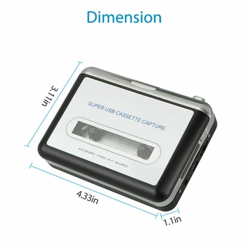 USB2.0 Portátil de Fita para PC Super Cassete De Áudio MP3 Music CD Player Digital Conversor, Gravador de Captura +Fone de ouvido