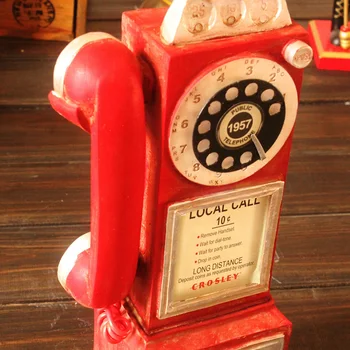 Vintage Rodar Olhar Clássico de Discagem Pagar Modelo de Telefone Retro Estande de Decoração Enfeite JAN88