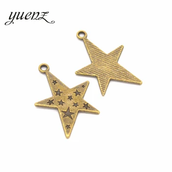 YuenZ 8pcs Cor 3 cor prata Antiga estrela de Encantos Pingentes para Fazer Jóias DIY de Artesanato 28*21mm L304