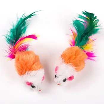10pcs brinquedos do Gato Falso Mouse Gato de Estimação Brinquedos Mini Engraçado Jogar Brinquedos Para Gatos com as Coloridas Penas de Pelúcia Mini Lã Macia Mouse Brinquedos