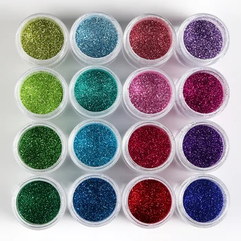 16 Cores Brilhantes Resina Glitter Enchimento Epóxi Molde De Silicone De Enchimento De Lodo De Cristal Lama Decoração Pigmento Nail Art Com Glitter Em Pó