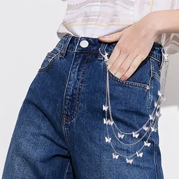 1pc Moda Borboleta Decoração Cintura Cadeia de Calças Cadeia Criativa Estilo Punk Cintura Cadeia de Calças Cadeia de Acessórios de Vestuário