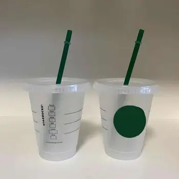 473ml/700 ml de Palha Copo Com Tampa Com Logotipo Reutilizáveis Copa Mudança da Cor de Café, Copo de Plástico, Copo de vidro Frio da Copa Clara Garrafa de Bebida Caneca