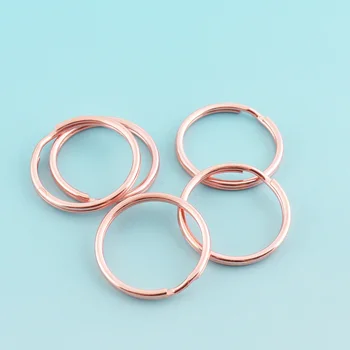 50pcs de 25 mm(OD) Rosa de Ouro Chaveiros Mini Jóias anéis de Metal Dividir Argolas para chaveiro Salto anéis Atacado Chave de Corda de Resultados