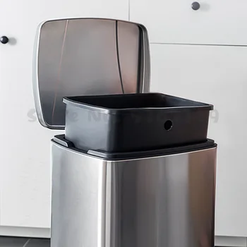 De Aço inoxidável Passo lata de Lixo, 30L/50L caixote do Lixo da Casa - Silencioso e Suave Abrir e Fechar