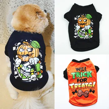 Halloween Cão Bonito Mangas de Camisa animal de Estimação Colete Cão de Estimação T-shirt Respirável Durável Cão T-shirt gatos de Estimação pano Traje de Estimação