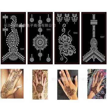 Henna Profissional Estêncil Temporário Mão Da Tatuagem Da Arte Corporal Autocolante De Modelo De Casamento Ferramenta De Índia De Flor De Estêncil Da Tatuagem