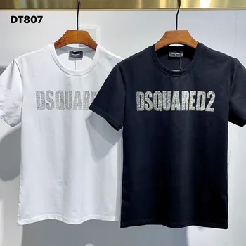 No exterior Autêntica 2021 NOVA T-Shirt D2 S-Pescoço Curto tees Tops de manga DSQ2 Roupas masculinas DT807