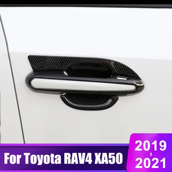 Para Toyota RAV4 RAV 4 2019 2020 2021 XA50 de Alta qualidade de Fibra de Carbono Carro maçaneta da Porta Tigela com Tampa de Protecção do Adesivo de Acessórios