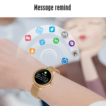 Rogbid RS01 Slim Moda Senhoras Smart Watch Full Touch Tela Ronda Esporte Smartwatch Mulher Monitor de frequência Cardíaca Para Android IOS