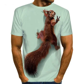 Venda quente esquilo impressão 3D T-shirt dos homens de mulheres animal print bonito padrão T-shirt animal de estimação