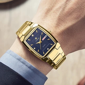 WWOOR Homens de Negócio de relógios de Luxo, o Ouro de Quartzo do Aço Inoxidável Relógios de Homens Praça de Esporte Impermeável Relógio Semana e a Data Reloj Hombre