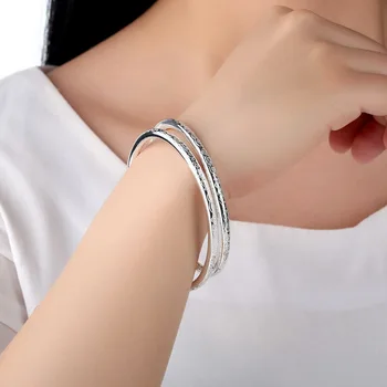 YKD58 Boêmio pulseira com linha impressa bracelete feminino banhado a prata pulseira