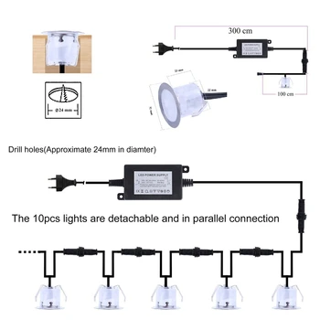 10PCS LED Deck de Luz IP67 Impermeável de Aço Inoxidável de Recesso da Escada Subterrânea Bulbo Lâmpadas de Assoalho do DIODO emissor de Luz de Parede, projectores DC12V