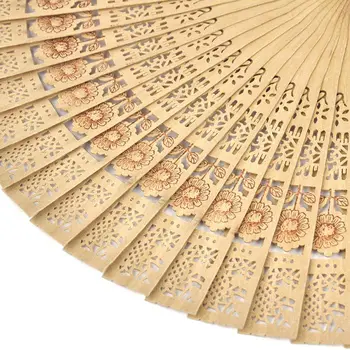 1pcs 20cm Vintage Chinês Fiadas de Bambu de Madeira Fã de Arte de Dobradura Oco Esculpido a Mão Fã Evento & festas