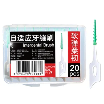 20/50Pc Silicone Ortodôntico Interdental Escovas Macias Verde Dental, Escova de Limpeza para os Dentes Lacunas Cuidado para Chaves Palitos de dente Oral