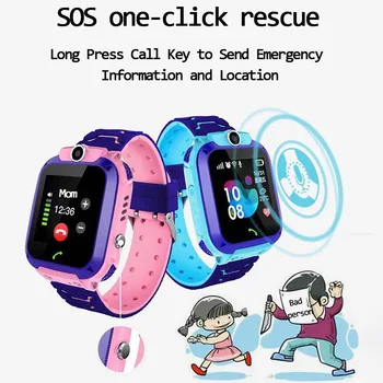2021 Q12 Crianças Smart Watch SOS Relógio do Telefone Para Crianças Com Sim Cartão da Foto à prova d'água IP67 Dom Crianças Para IOS Android