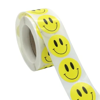 500PCS2.5CM sorriso triste rolo de adesivos especiais decorativos adesivos de desenhos animados para professores e crianças