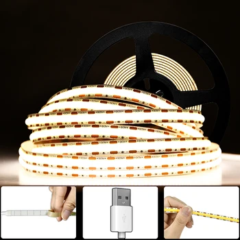 A Luz de Tira CONDUZIDA 5V 480LEDs/M, de Alta Densidade, Flexível Luzes LED Faixa de Luz da ESPIGA com Interface USB Para a Janela da Cozinha Decoração