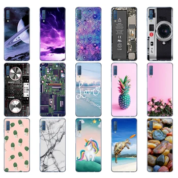 Casos Para Samsung Galaxy A7 2018 Tampa do Telefone do silicone Impressão Colorida de Volta Caso Capa Para Samsung A7 2018 A750 A750F 6,0 Polegadas
