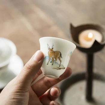 Cerâmica Whiteware Conjunto De Chá Branco Doce Xícara (Chá Fresco De Kung Fu Conjunto De Chá Pequena Xícara De Chá De Produto Único Fragrância De Cheiro Copa Xícaras