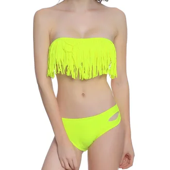 COSPOT Swimsuit Bikini 2019 Sólido Swimwear das Mulheres de Duas peças Swimsuit roupa de banho Para as Mulheres Tassele Biquini maiô