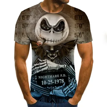 Crânio de Impressão Homens de Manga Curta T-shirt de impressão 3D Camiseta Casual Respirável funny t-shirts Mens Verão