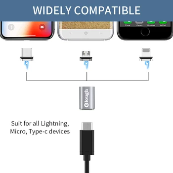 Elough Tipo C Magnético Adaptador Converter o plug para o iPhone Samsung USB C Fêmea PARA Micro iOS Adaptador Micro e Tipo-C Conversor de Dados