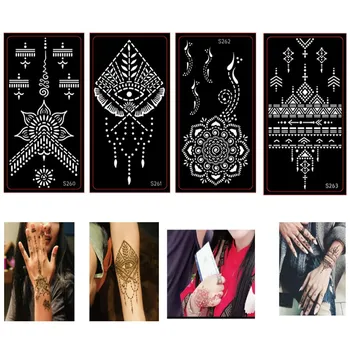Henna Profissional Estêncil Temporário Mão Da Tatuagem Da Arte Corporal Autocolante De Modelo De Casamento Ferramenta De Índia De Flor De Estêncil Da Tatuagem