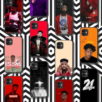Hip-pop 21 Savage Rapper Telefone de Caso Para o Iphone 4 4s 5 5S SE 5C 6 6 7 8 Plus X XR XS 11 12 Mini Pro Max 2020Black Impermeável