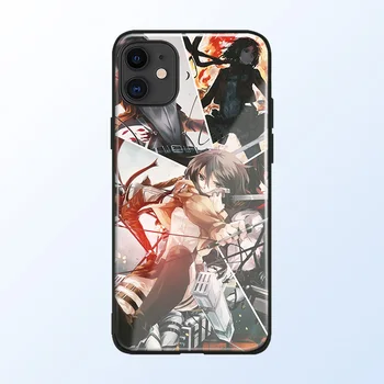Mikasa Ackerman Ataque Titan caso de telefone de vidro shell para o iPhone SE 6s 7 8 x xr xs 11 pro max Samsung S nota 9 de 10 a 20 ultra Plus