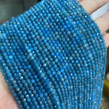 Natural de Pedra de Cristal Esferas de 3mm Facetada de Corte Solto Azul Apatite Miçangas para Fazer Jóias