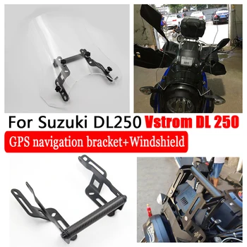 Para Suzuki DL250 Vstrom DL 250 Moto da Frente do Vidro do pára-brisa pára-Brisas +Motocicleta GPS de Montagem de Montagem Adaptador de Suporte,