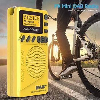 Pocket Radio Portátil, Rádio Digital DAB Recarregável Rádio FM Display LCD alto-Falante para Caminhar Correr ou fazer Jogging