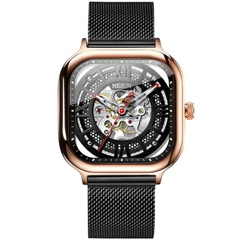 Suíça Marca de Luxo Homens Relógios NESUN Relógio Mecânico Automático Esqueleto Relógio Homens Impermeável relógio masculino N9500-4