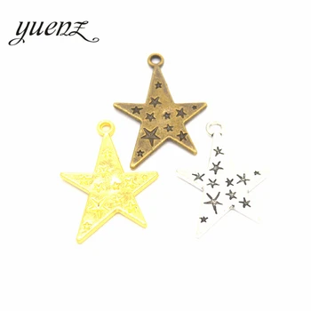 YuenZ 8pcs Cor 3 cor prata Antiga estrela de Encantos Pingentes para Fazer Jóias DIY de Artesanato 28*21mm L304