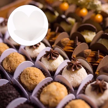 100Pcs Papel Kraft, Papelão Titular de Chocolate de Chocolate o Compartimento de Papel Kraft Branco Preto Papelão de Chocolate de Chocolate Bandeja