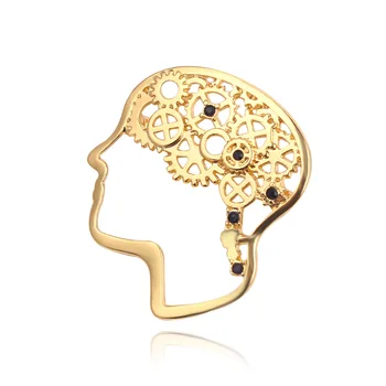 1Piece Personalidade de Moda Vintage Cérebro Broches Liga Chapeamento de Fivela de Ouro Rose Cor de Prata Acessórios de Vestuário