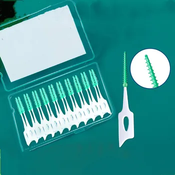 20/50Pc Silicone Ortodôntico Interdental Escovas Macias Verde Dental, Escova de Limpeza para os Dentes Lacunas Cuidado para Chaves Palitos de dente Oral