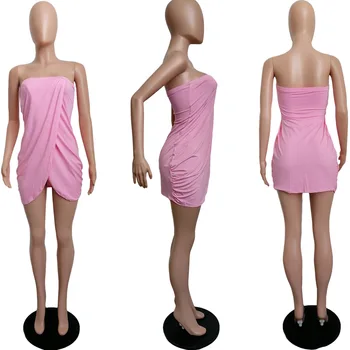 2021 Sexy Off Ombro Irregular Ruched Mini Vestido das Mulheres do Verão Elegante sem Alças Slim Clube de Noite Vestidos de Festa Plus Size 4XL