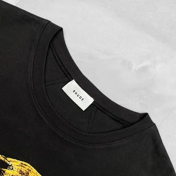2021ss Rhude T-shirts Homens Hip hop e Streetwear T-shirts com estampa de Leopardo de Algodão de Alta Qualidade t-shirts de Manga Curta topo tees