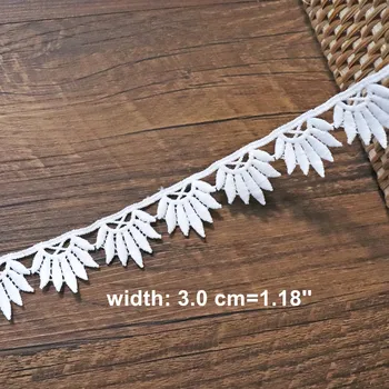 3 Jardas floral deixa a Guarnição do Laço Branco enfeites Para Vestido guarnição de Costura em Casa Têxteis, Roupas feitas à mão Apliques de Renda DIY de Artesanato