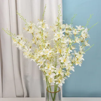 3 PCS Artificial Lily Falso Flores de Casamento Plantas para Casa-Decoração