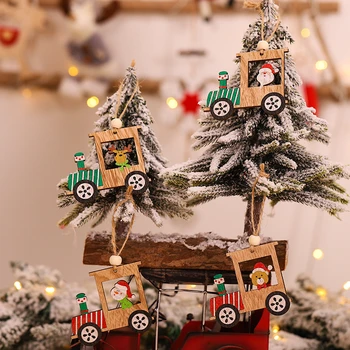 4pcs de Natal de Madeira Pingentes Árvore de Natal de Ano Novo Noel Festa Enfeites de DIY em Casa Pendurado na Parede Decoração material as Crianças a Favor de Presente